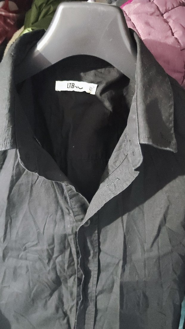 Siyah Erkek Düğmeli Uzun Kollu Gömlek - Görsel 3