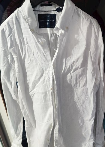 mavi jeans Beyaz Düğmeli Kısa Kollu Erkek Gömlek - Görsel 2