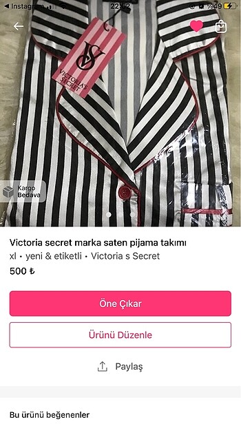 Victoria s Secret Victoria secret marka saten pijama takımı