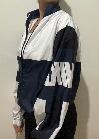 Beyaz-lacivert Fermuarlı kadın-erkek Spor Mont - Görsel 3