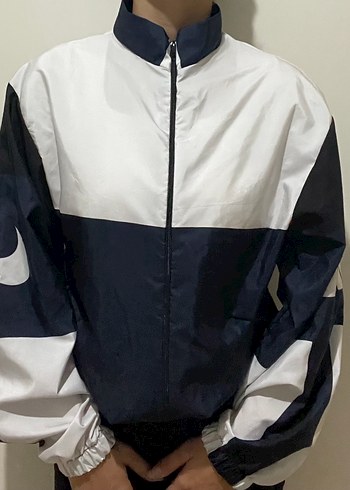 Beyaz-lacivert Fermuarlı kadın-erkek Spor Mont - Görsel 4
