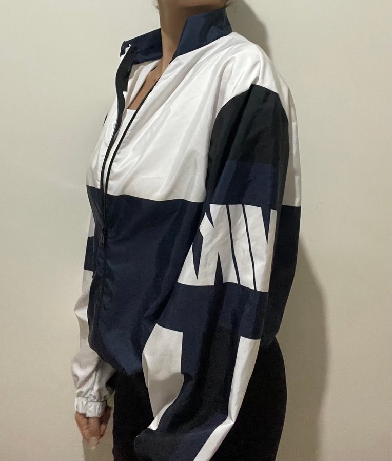 Beyaz-lacivert Fermuarlı kadın-erkek Spor Mont - Görsel 3