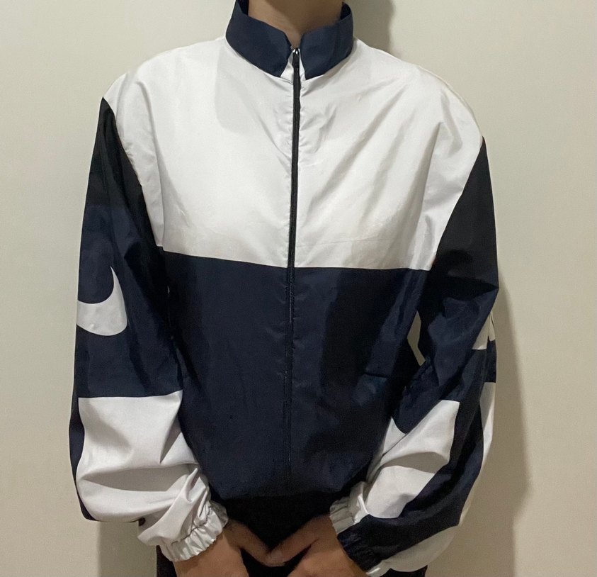 Beyaz-lacivert Fermuarlı kadın-erkek Spor Mont - Görsel 4