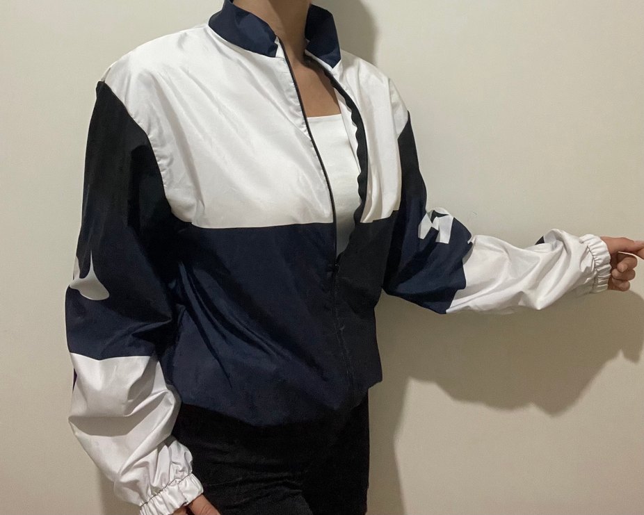 Beyaz-lacivert Fermuarlı kadın-erkek Spor Mont - Görsel 2