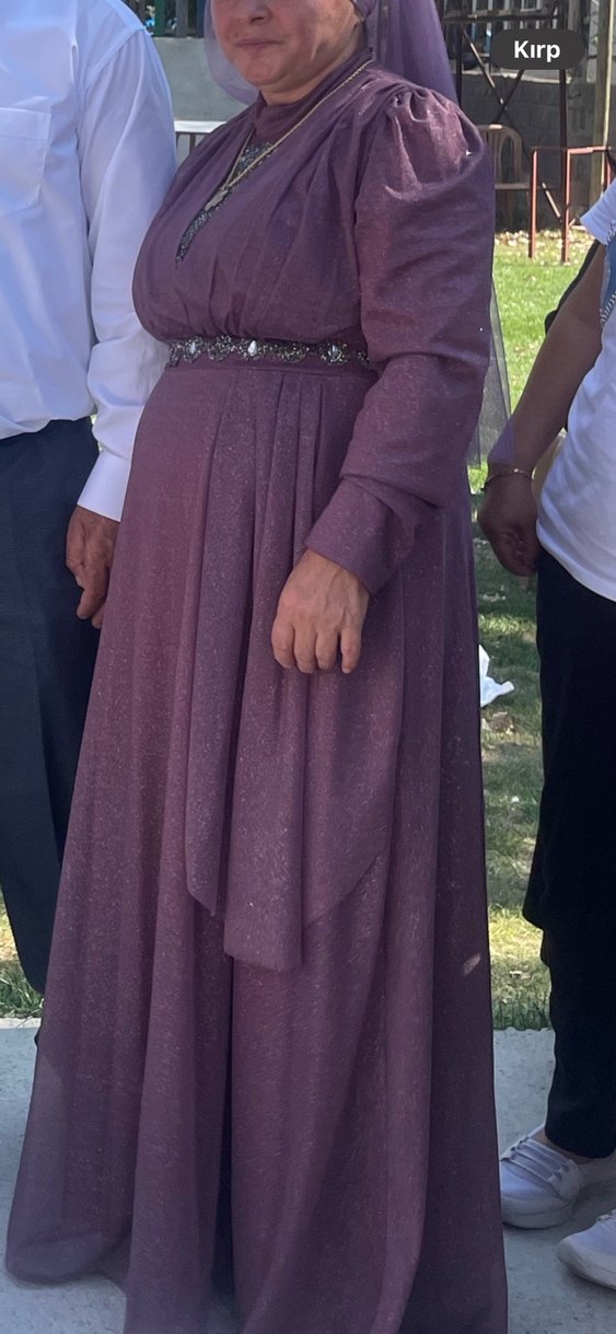 Mor Zincir Detaylı Uzun Bohem Kadın Elbise - Görsel 2