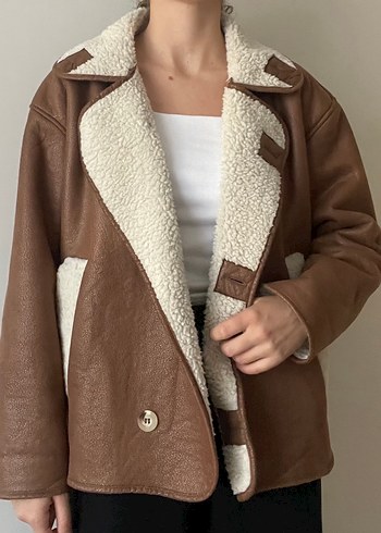 Kahverengi Kürklü Deri Kadın Ceket - Görsel 2