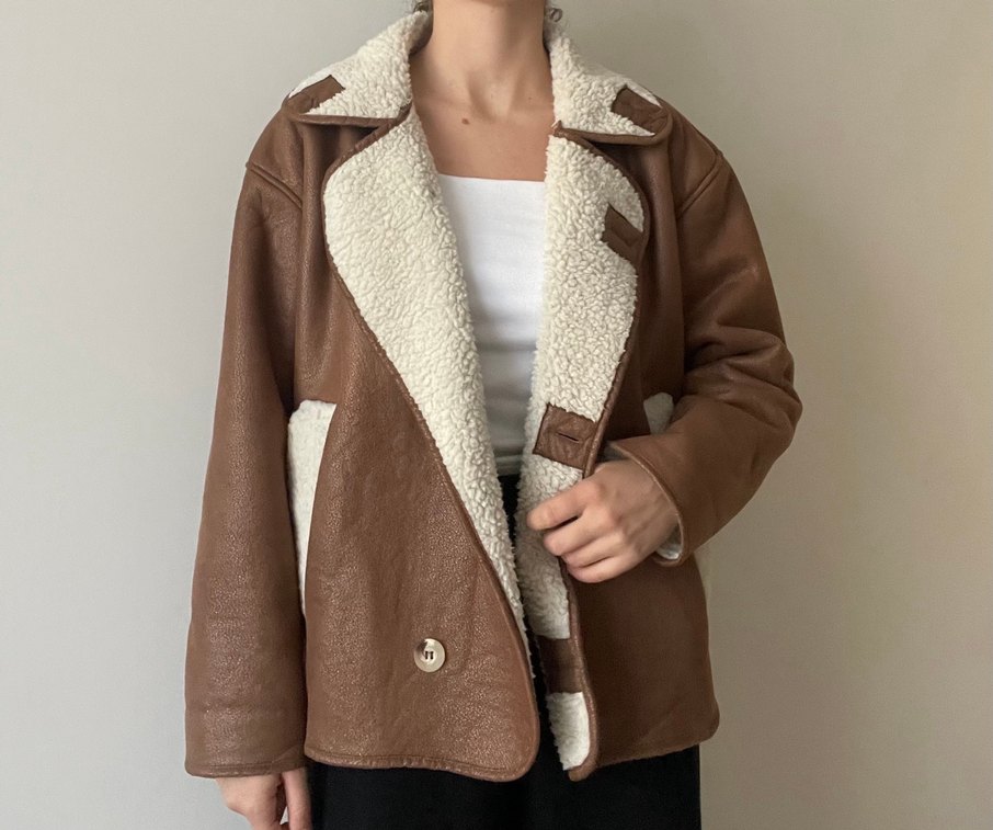 Kahverengi Kürklü Deri Kadın Ceket - Görsel 2