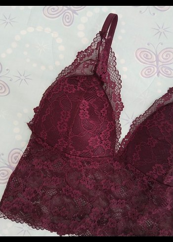 Diğer Bordo Dantel Bohem Bralet
