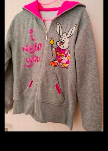 Fermuarlı Gri Kapüşonlu Sweatshirt - Görsel 3