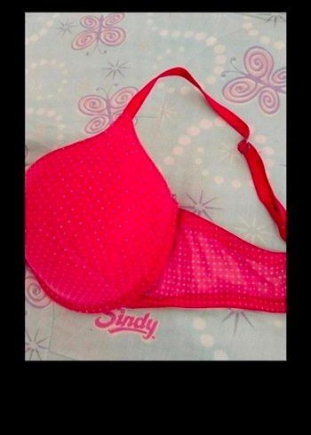 Puantiyeli kırmızı Sütyen - Görsel 2