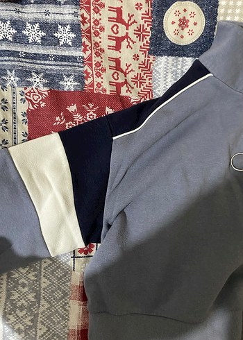 l Beden Gri Yüksek Yakalı Fermuarlı Sweatshirt
