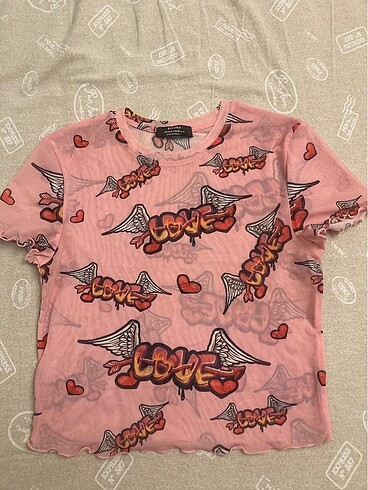 Bershka pembe tül tshirt