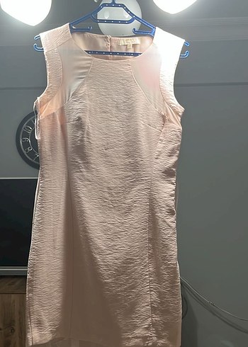 Pembe Midi V Yakalı Drapeli Elbise - Görsel 6