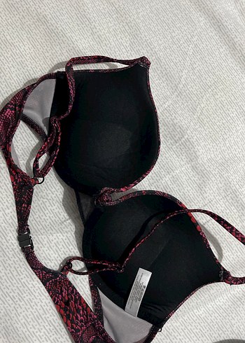 40 Beden Bordo Yılan Desenli Bohem Bikini Üstü