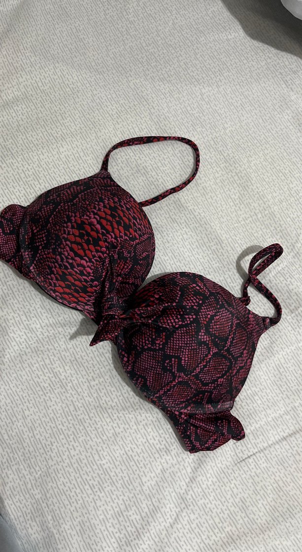 Bordo Yılan Desenli Bohem Bikini Üstü - Görsel 2