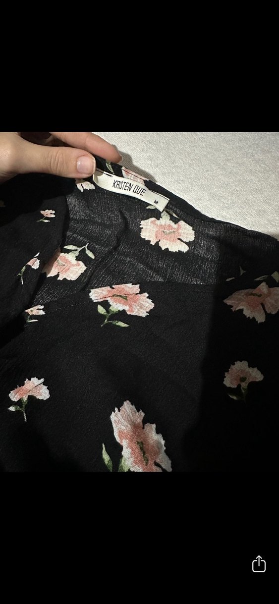 Siyah Çiçek Desenli Midi Tulum - Görsel 4