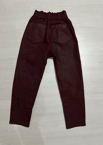 Zara Kemerli Bordo Mumlu Pantolon