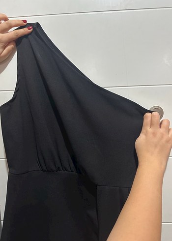 Siyah tek kol elbise - Görsel 2