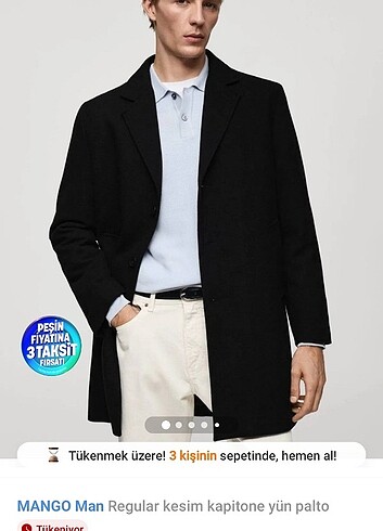 Mango man yünlü kalın kaban - Görsel 6