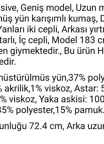Mango man yünlü kalın kaban - Görsel 7