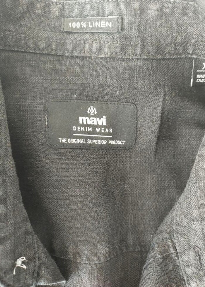 Mavi Keten gömlek - Görsel 2