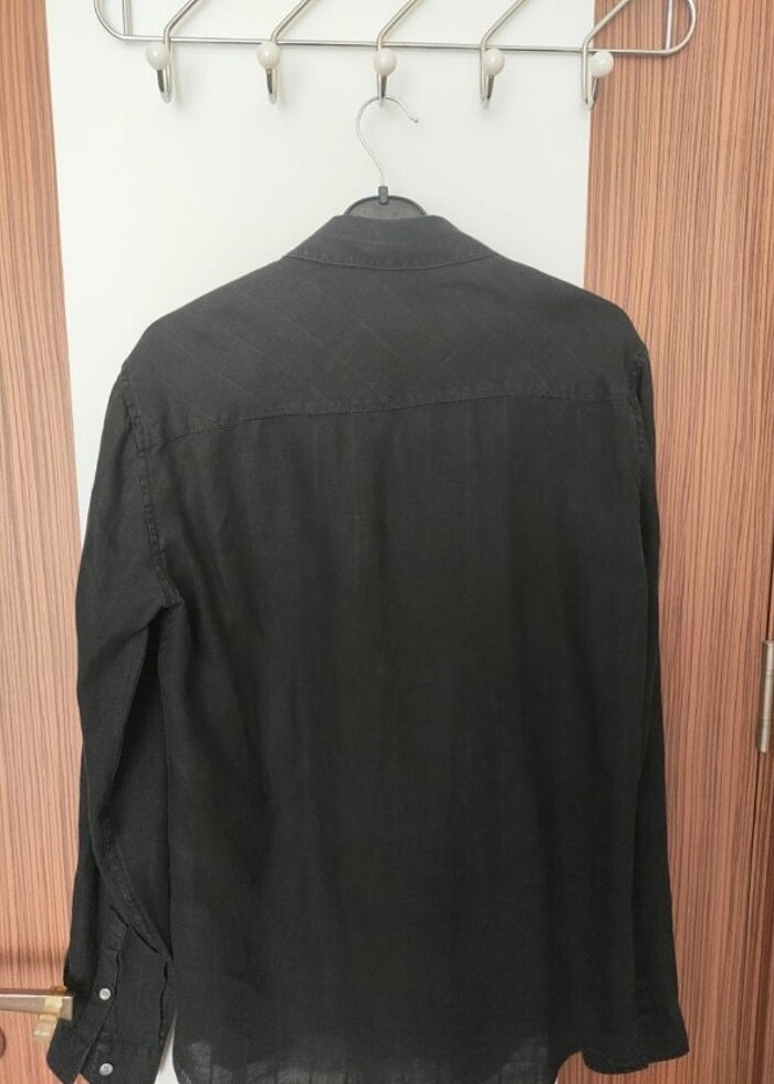 Mavi Keten gömlek - Görsel 3