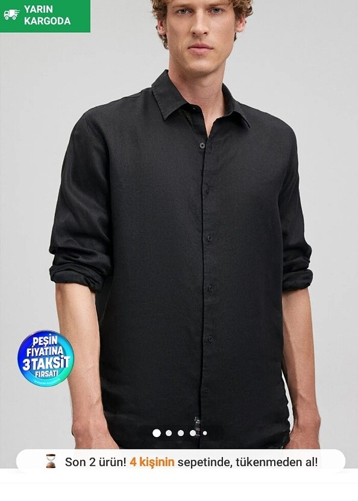 Mavi Keten gömlek - Görsel 4