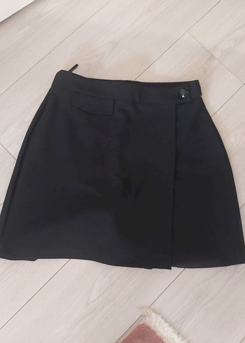 Düğmeli Siyah Mini şort etek - Görsel 2