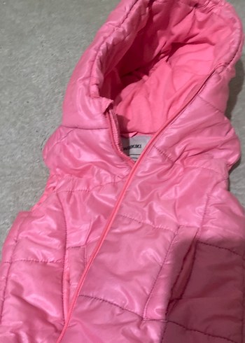 Kız Çocuk Pembe Fermuarlı Kapüşonlu Yelek - Görsel 4