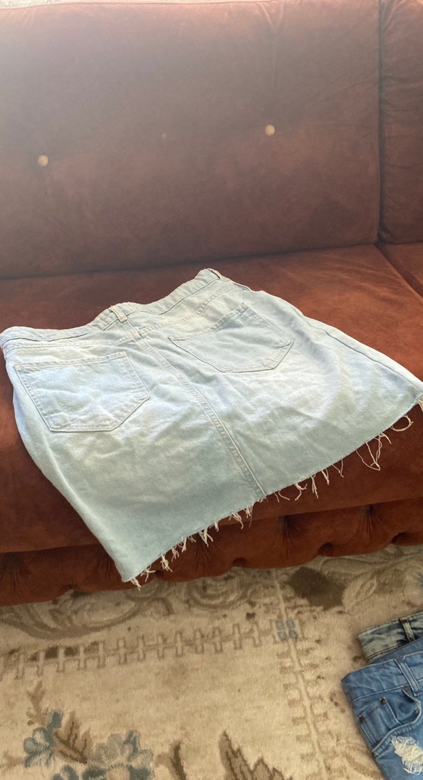 Kot etek Midi Denim Etek bayan - Görsel 2