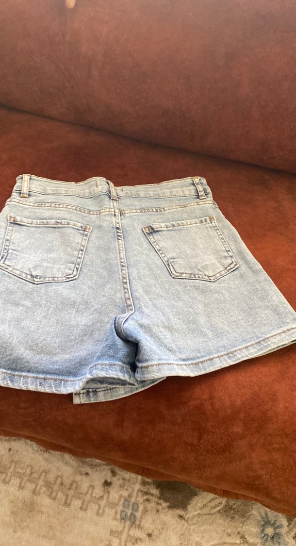 Rahat Kesim Mavi Mini Kot Şort etek - Görsel 4