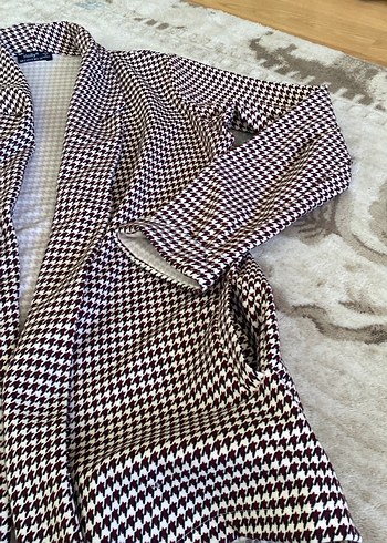 Bordo Ekose Kadın Blazer - Görsel 4