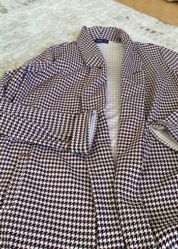 Bordo Ekose Kadın Blazer - Görsel 5