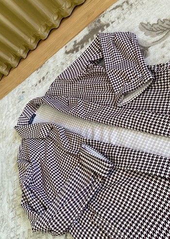 Bordo Ekose Kadın Blazer - Görsel 2