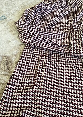 Bordo Ekose Kadın Blazer - Görsel 3