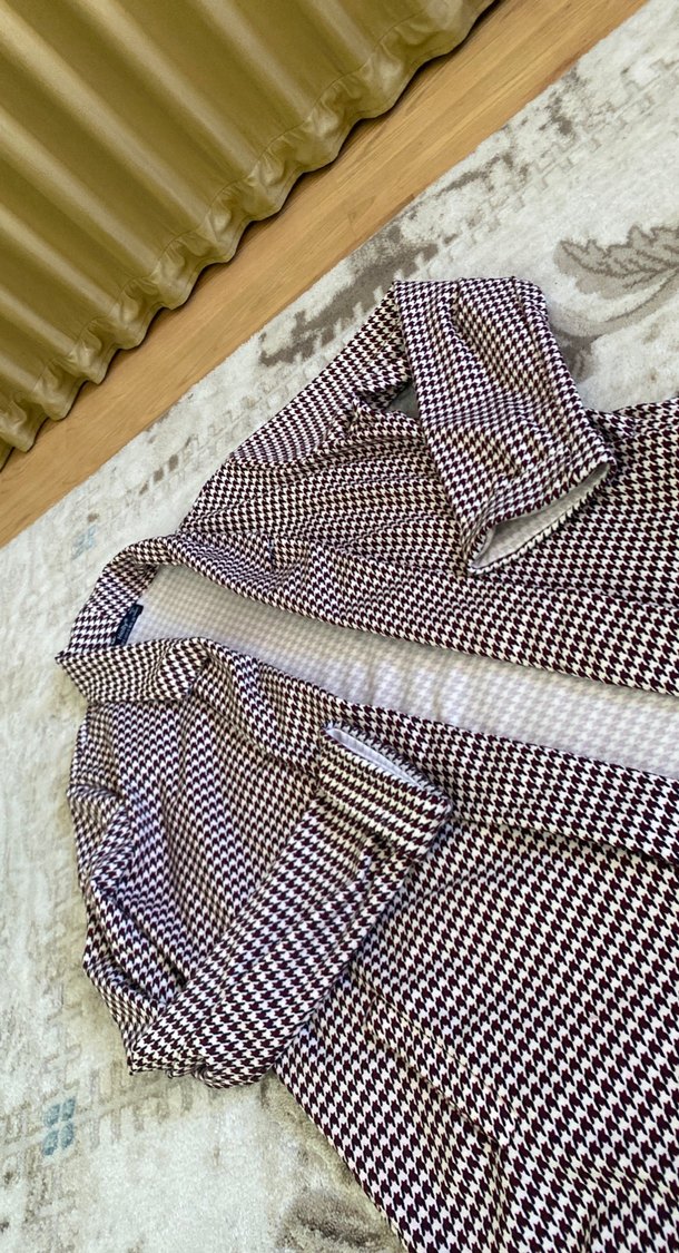 Bordo Ekose Kadın Blazer - Görsel 2