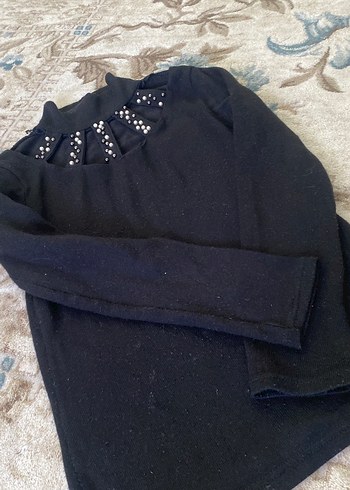 İnci Detaylı Siyah Triko Kadın Kazak - Görsel 3