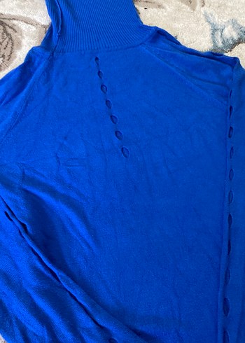 Mavi boğazlı Kadın Triko Kazak - Görsel 2