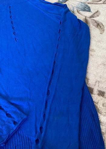 Mavi boğazlı Kadın Triko Kazak - Görsel 4