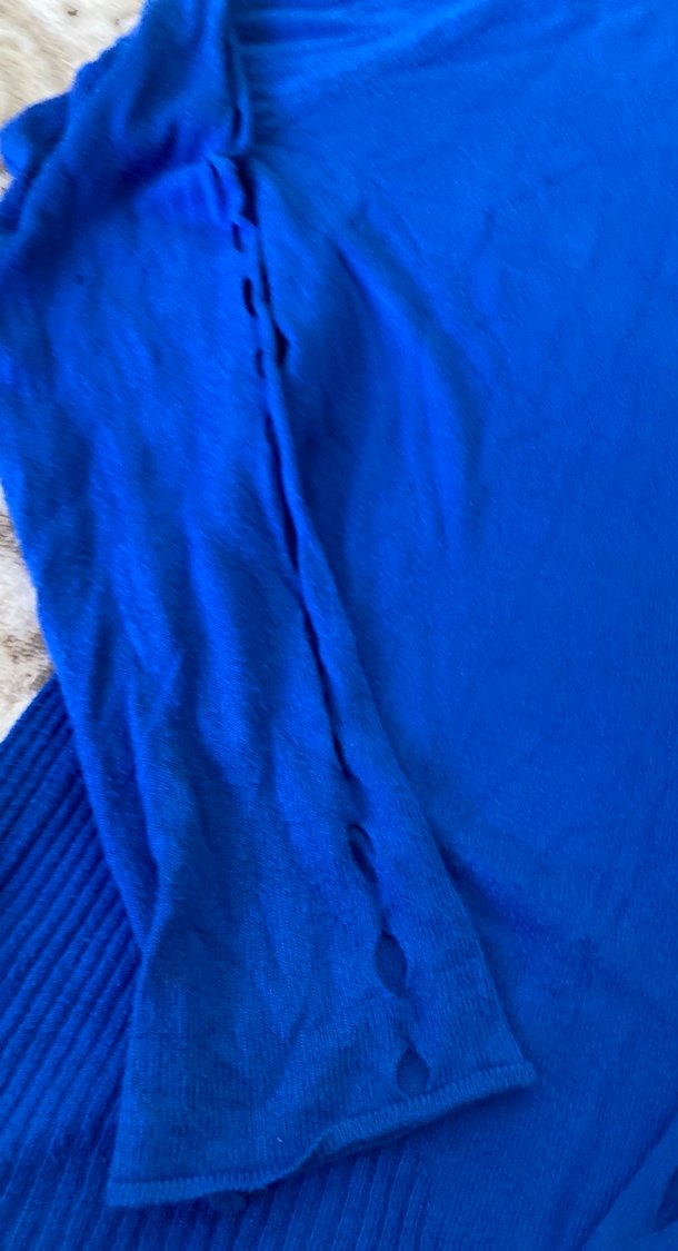 Mavi boğazlı Kadın Triko Kazak - Görsel 3