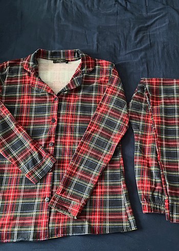 Kırmızı Ekoseli Uzun Kollu Kadın Pijama Takımı - Görsel 5