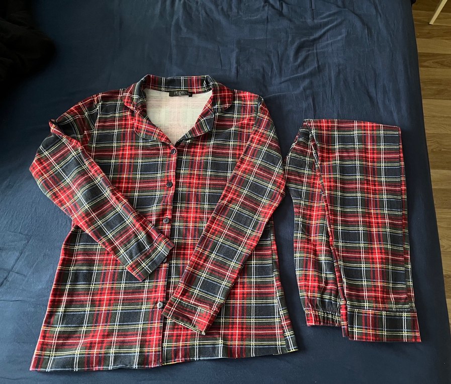 Kırmızı Ekoseli Uzun Kollu Kadın Pijama Takımı - Görsel 5