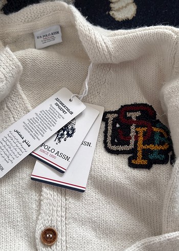 U.S Polo Assn. Nakışlı Beyaz Triko Kadın Hırka