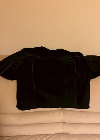 Düğmeli Siyah Süet Mini Kadın Ceket - Görsel 5