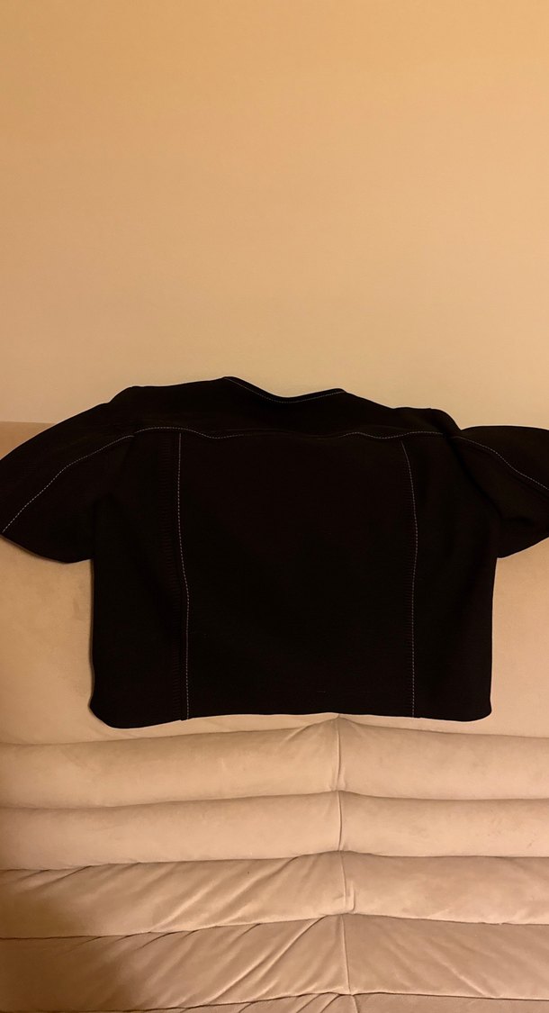 Düğmeli Siyah Süet Mini Kadın Ceket - Görsel 5