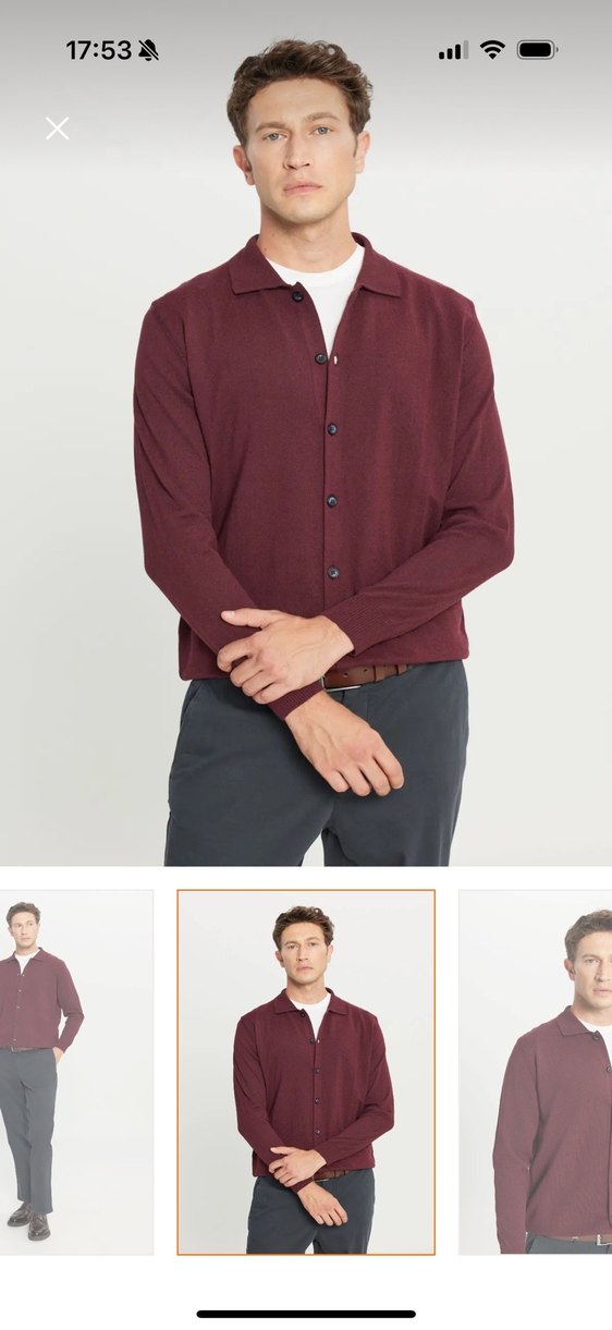 Bordo Erkek Düğmeli Hırka - Görsel 3