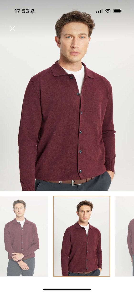 Bordo Erkek Düğmeli Hırka - Görsel 4