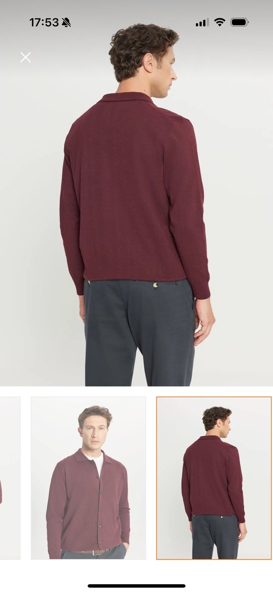 Bordo Erkek Düğmeli Hırka - Görsel 5