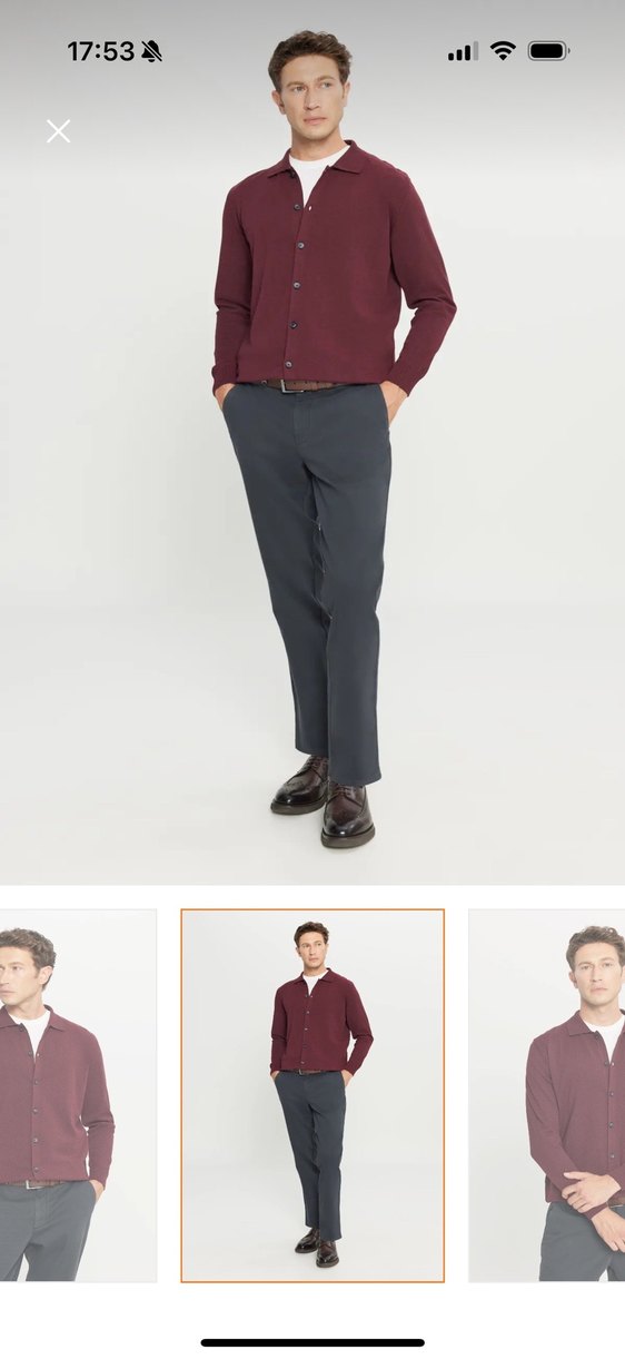 Bordo Erkek Düğmeli Hırka - Görsel 2