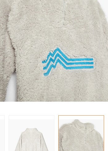 Erkek Çocuk Beyaz Peluş Yüksek Yakalı Sweatshirt - Görsel 3